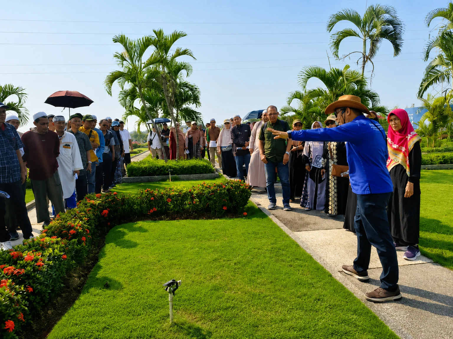 Jamaah melihat langsung kawasan makam Al Azhar Memorial Garden saat site training