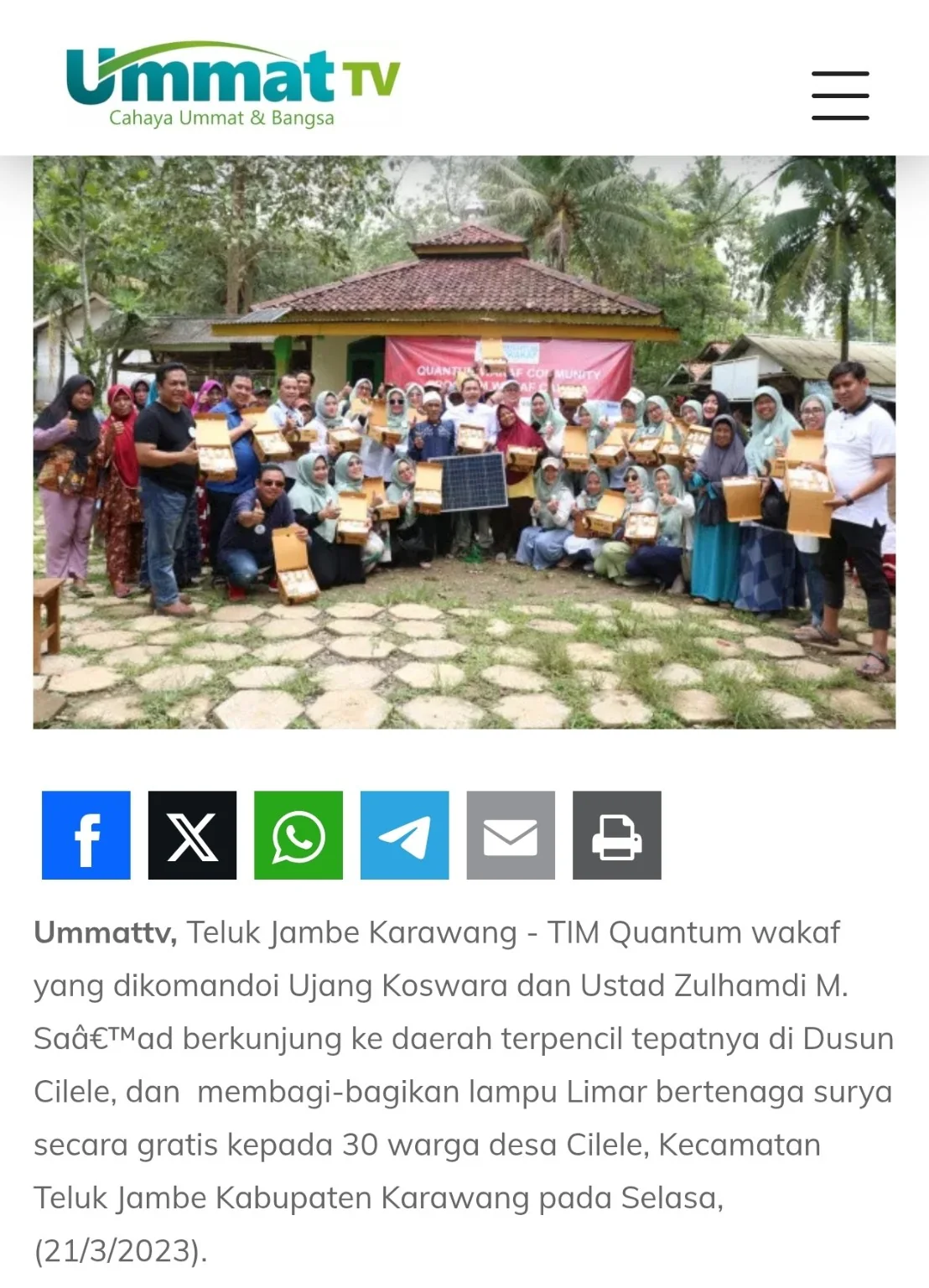 Ust. Zulhamdi M. Sa'ad, Lc. dalam Program Wakaf Cahaya liputan Ummat TV