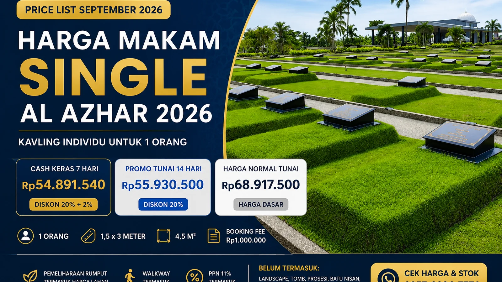 Harga Makam Single Al Azhar Memorial Garden Karawang September 2026